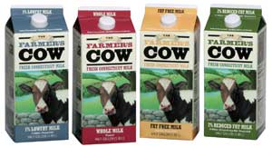 cartons of farmer's cow products: milk, lemonade